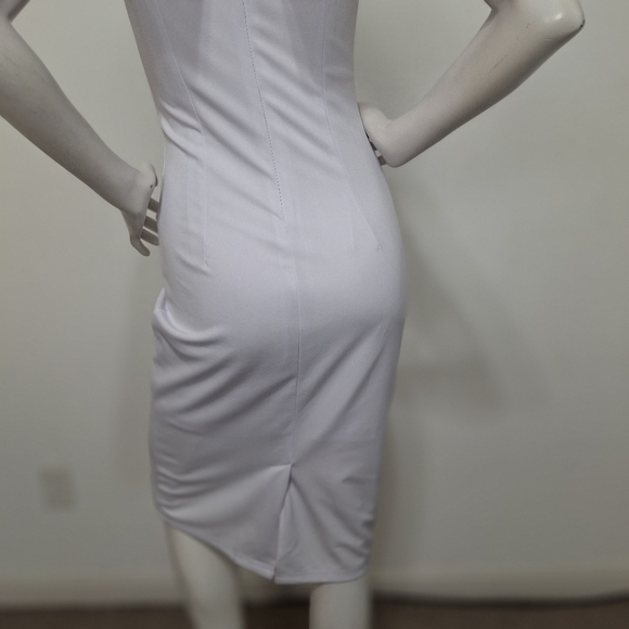 Jasambac White Off The Shoulder Coquette Romantic Bodycon Midi Dress Size S - Picture 8 of 12